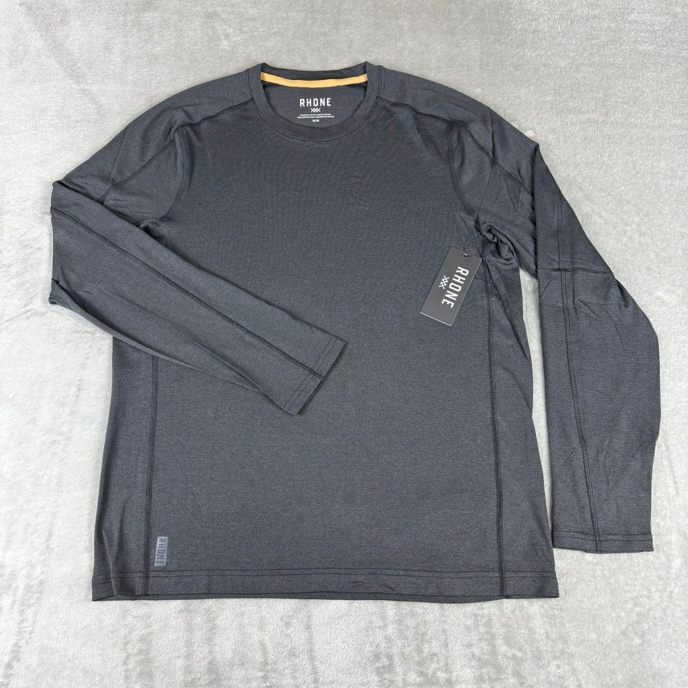 Rhone Invictus Training Long Sleeve Shirt Mens Medium Black Performance $78 NWT